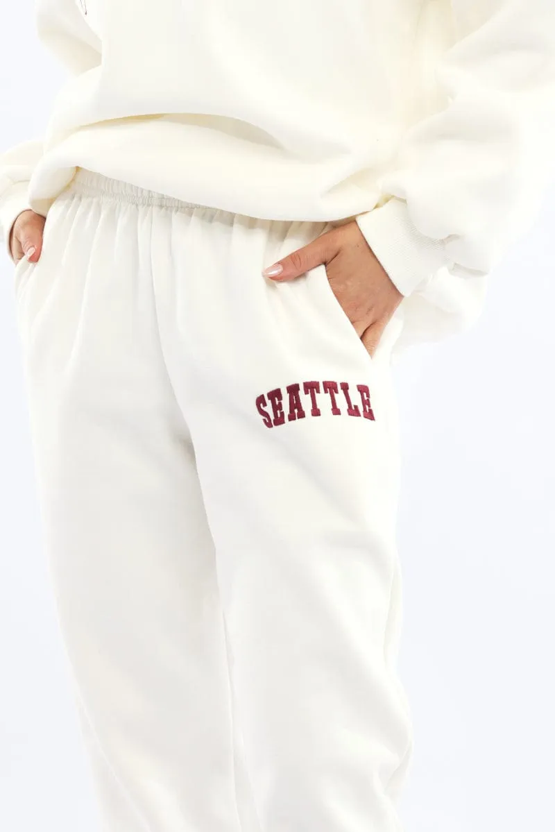 White Track Pants Jogger sold by Ally Fashion product image thumbnail 5