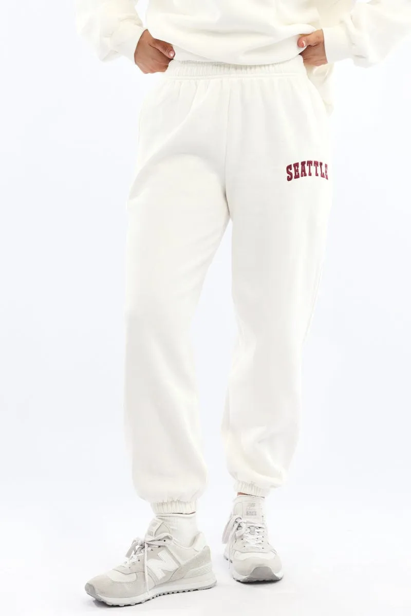 White Track Pants Jogger sold by Ally Fashion product image thumbnail 2