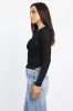 Black Sheer Top Long Sleeve Round Neck sold by Ally Fashion