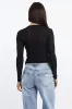 Black Sheer Top Long Sleeve Round Neck sold by Ally Fashion