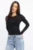 Black Sheer Top Long Sleeve Round Neck sold by Ally Fashion