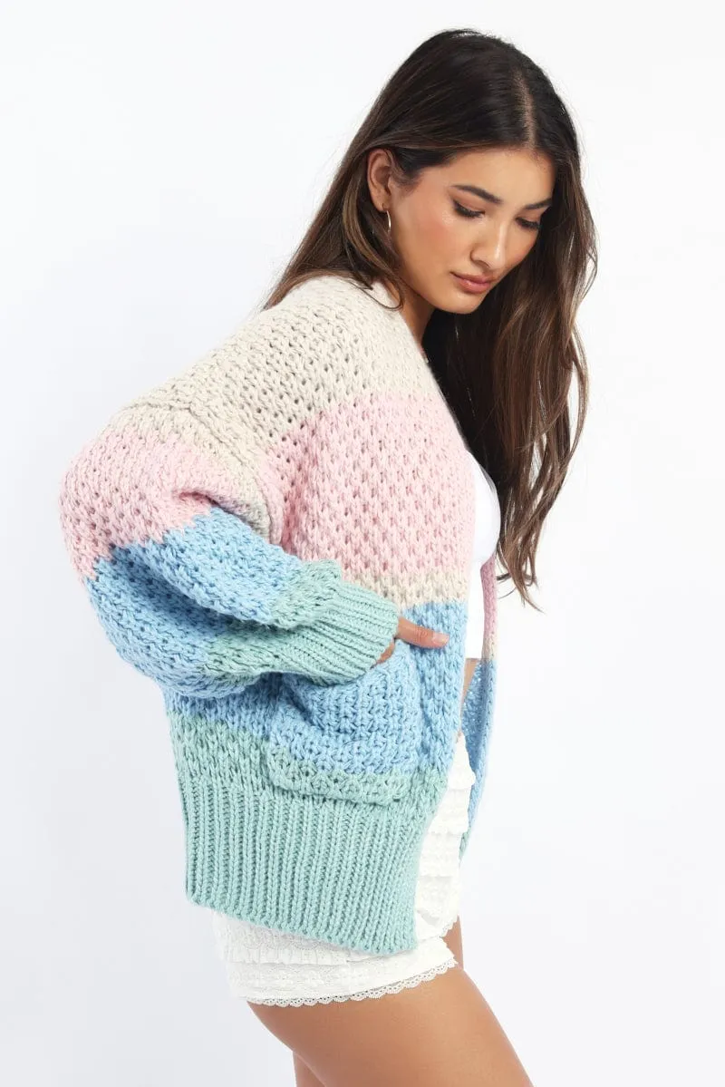 Multi Stripe Oversized Knit Cardigan sold by Ally Fashion product image thumbnail 3