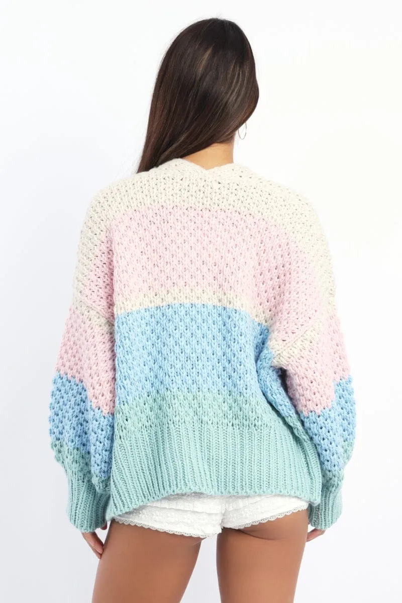 Multi Stripe Oversized Knit Cardigan sold by Ally Fashion product image thumbnail 4