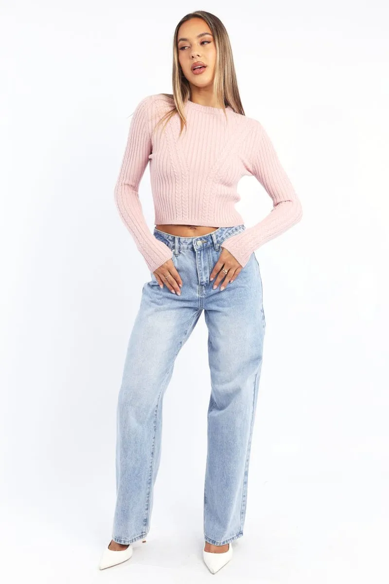 Pink Cable Knit Top Long Sleeve sold by Ally Fashion product image thumbnail 2