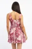 Pink Floral Fit And Flare Dress Mini sold by Ally Fashion