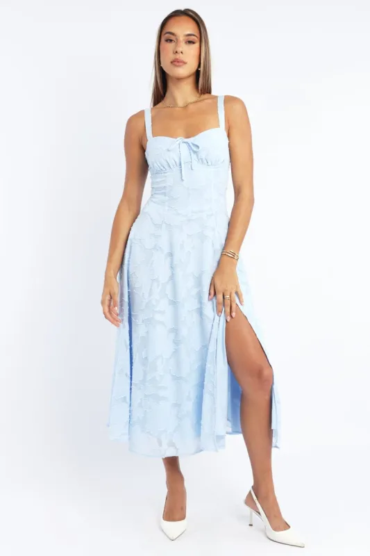 Blue Midi Dress Burn Out sold by Ally Fashion