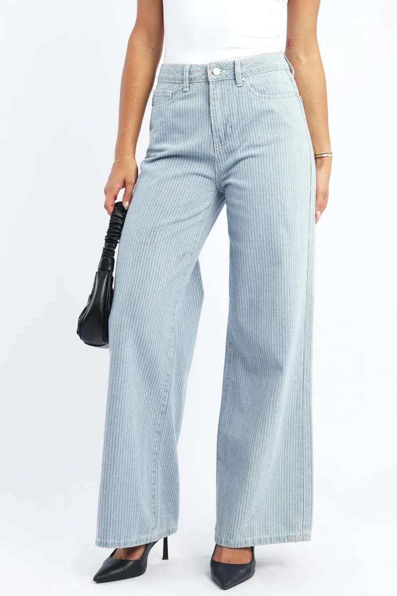 Blue Stripe Baggy Pinstripe Jeans sold by Ally Fashion product image thumbnail 2