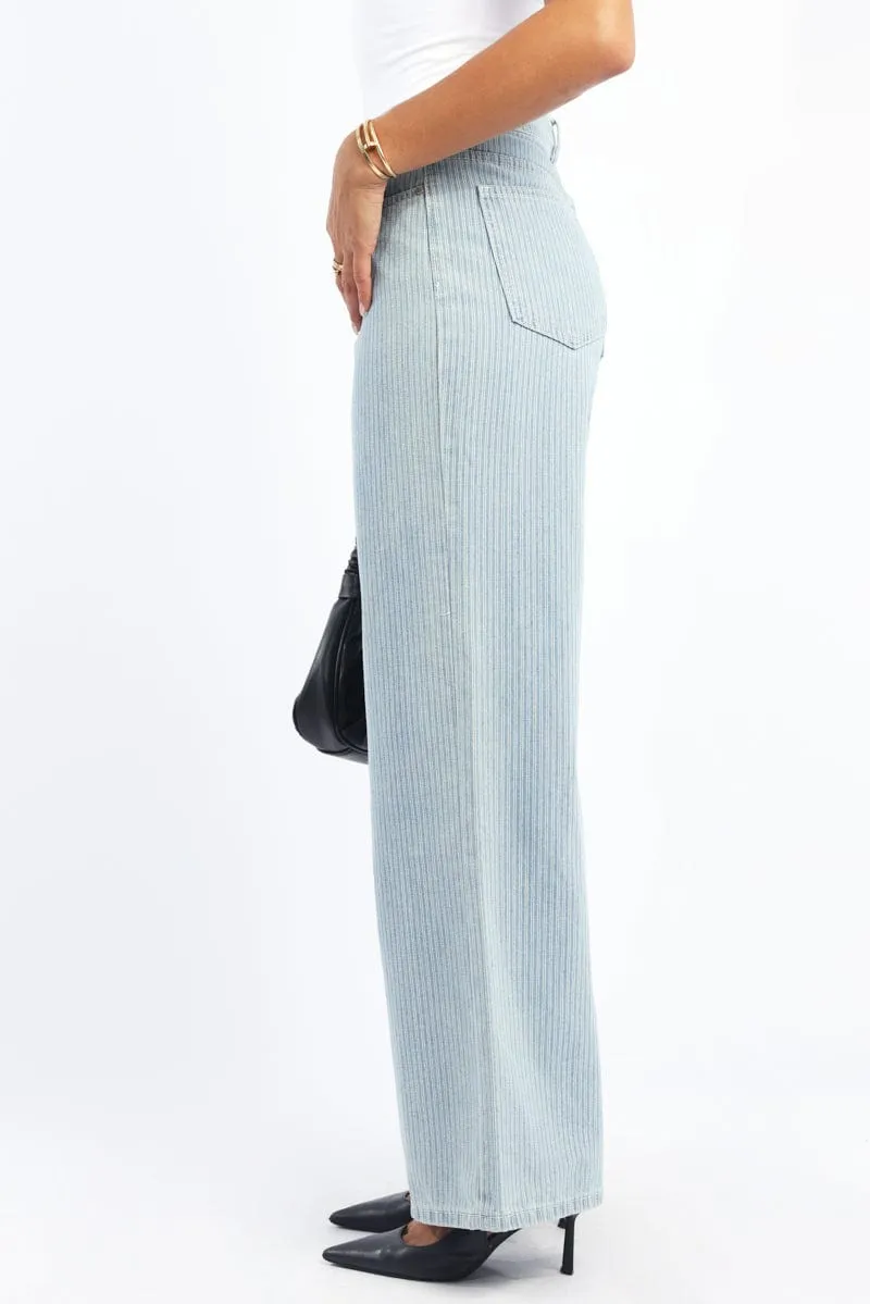 Blue Stripe Baggy Pinstripe Jeans sold by Ally Fashion product image thumbnail 3