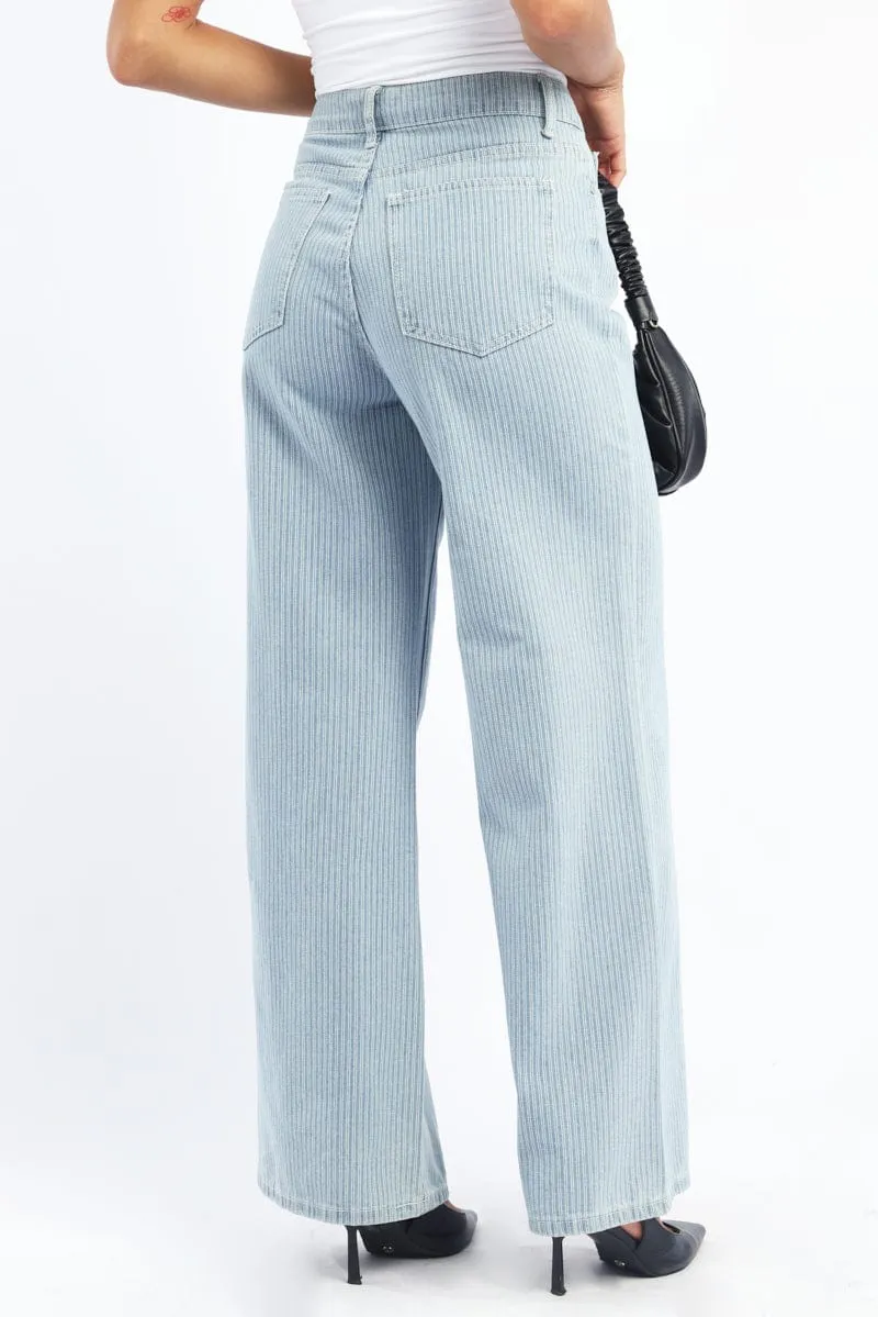 Blue Stripe Baggy Pinstripe Jeans sold by Ally Fashion product image thumbnail 4
