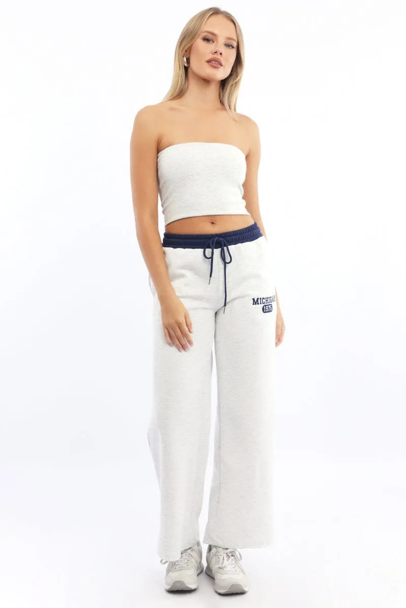Grey Track Pants Wide Leg sold by Ally Fashion