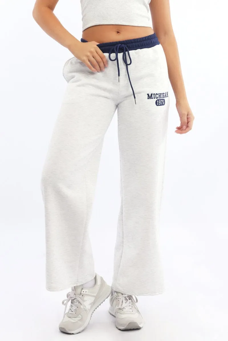 Grey Track Pants Wide Leg sold by Ally Fashion product image thumbnail 2
