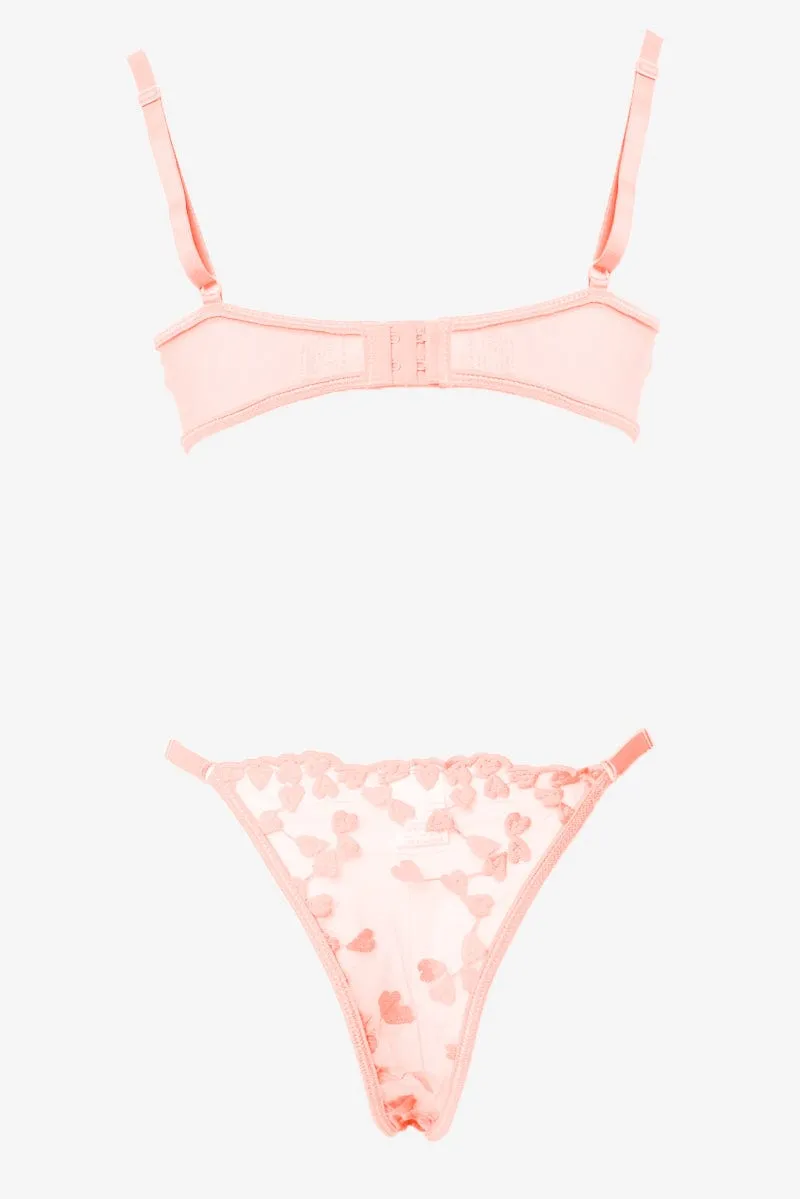Pink Heart Embroidery Lingerie Set sold by Ally Fashion product image thumbnail 2
