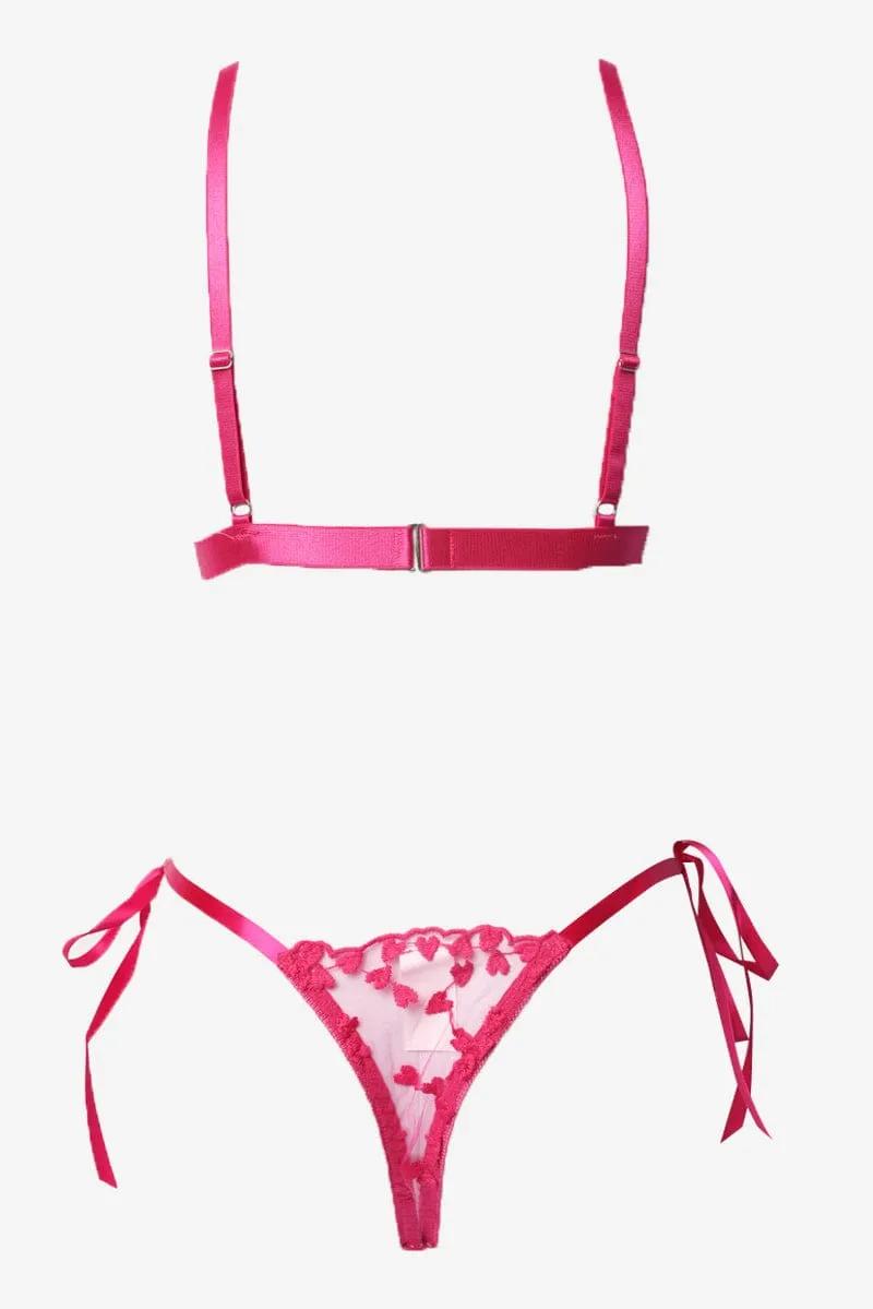 Pink Heart Embroidery Lingerie Set sold by Ally Fashion product image thumbnail 2