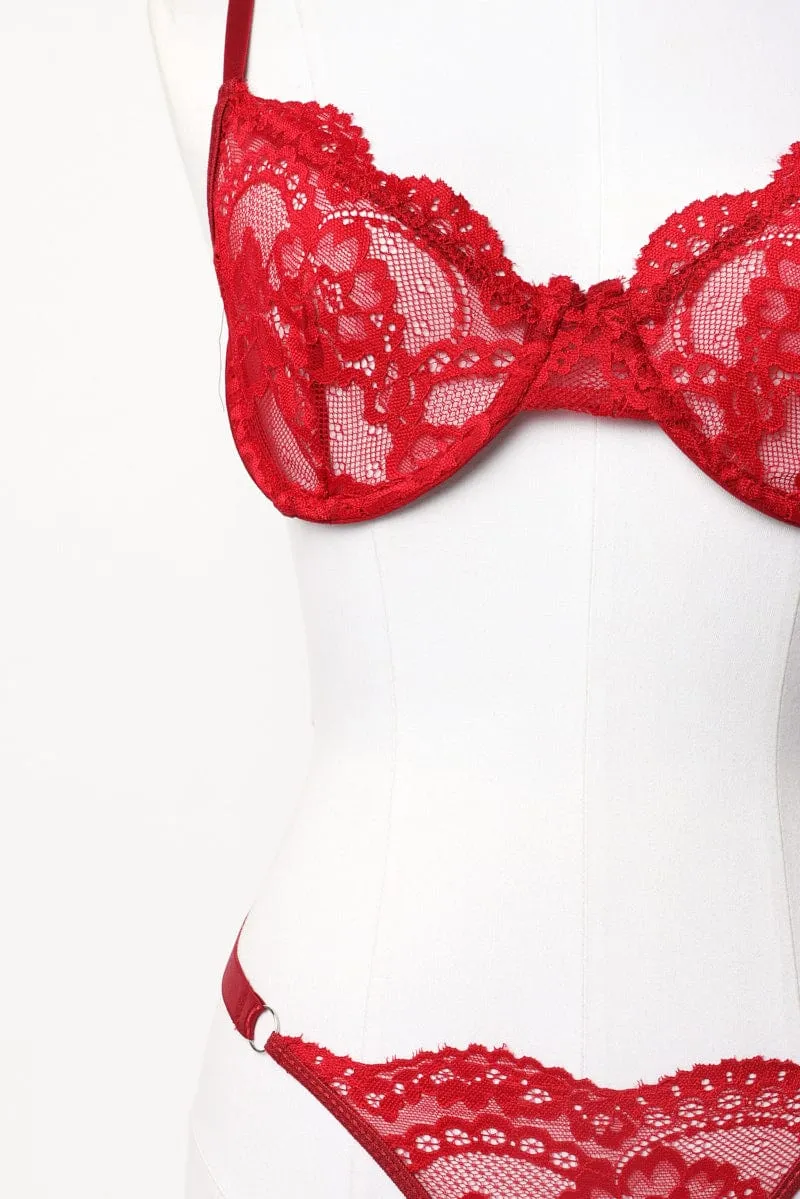 Red Lace Lingerie Set sold by Ally Fashion product image thumbnail 3