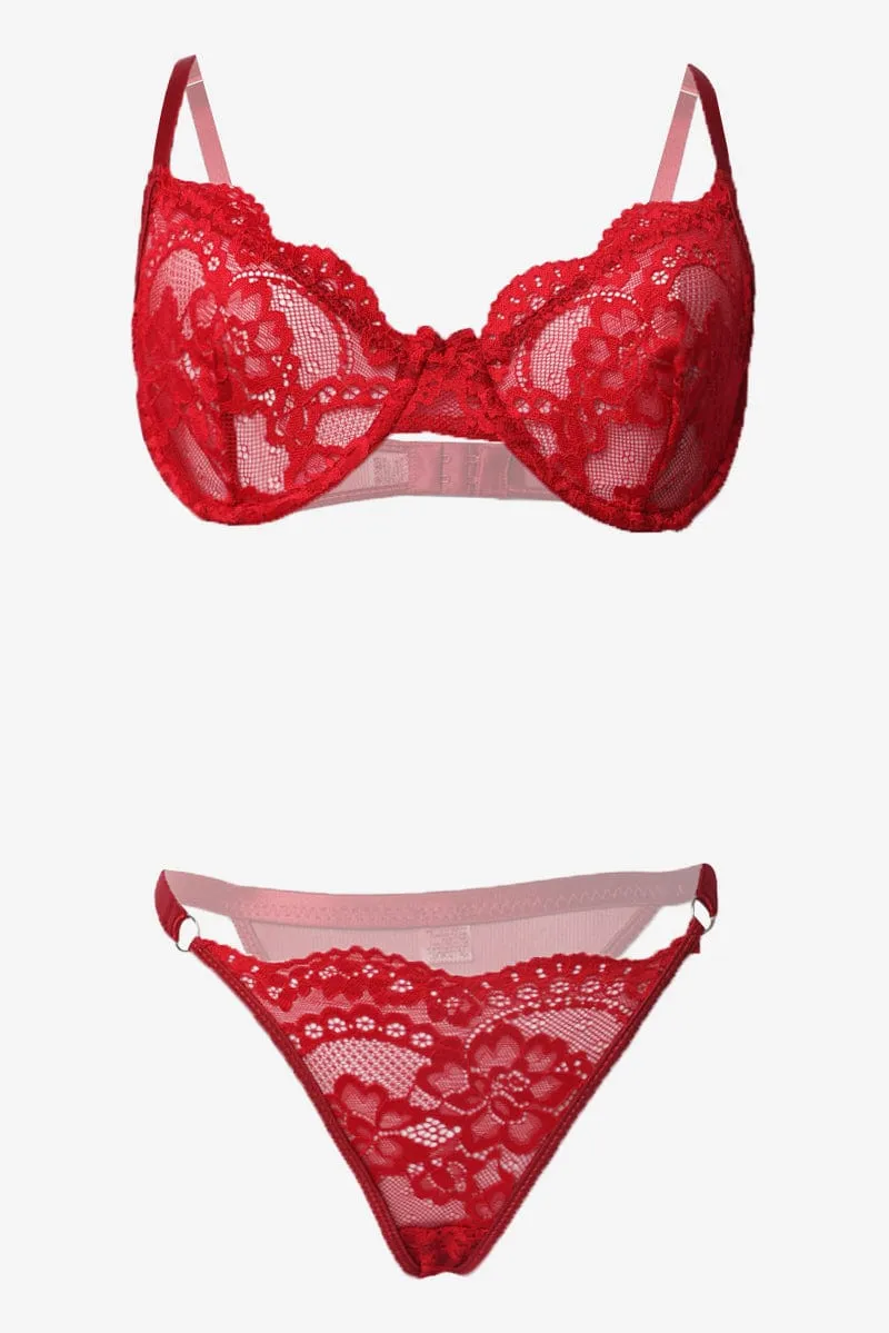 Red Lace Lingerie Set sold by Ally Fashion