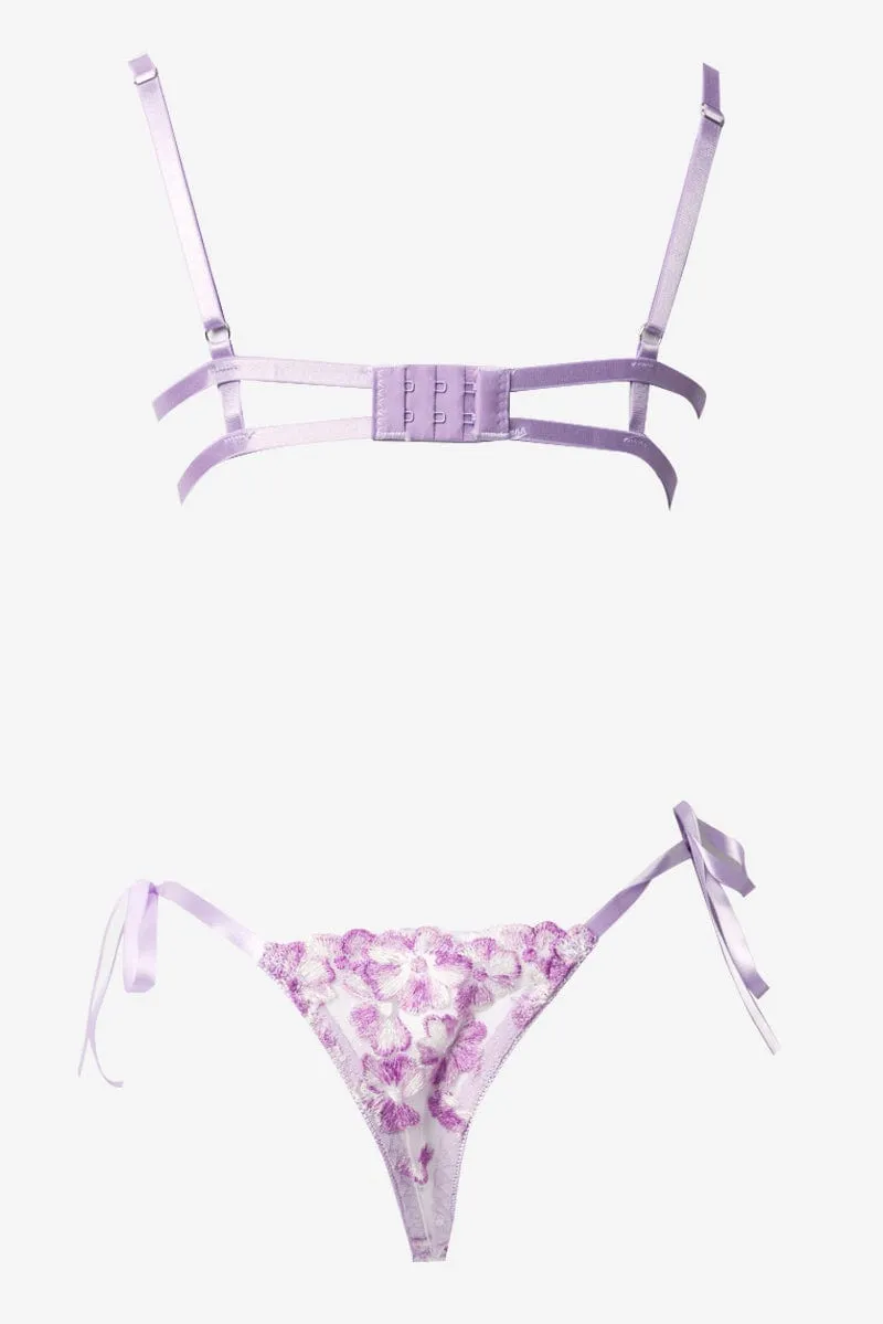 Purple Floral Embroidery Lingerie Set sold by Ally Fashion product image thumbnail 2