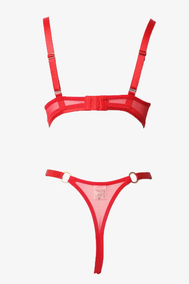 Red Ring Linked Mesh Lingerie Set sold by Ally Fashion product image thumbnail 2