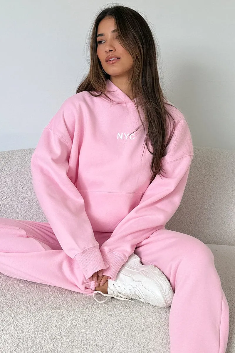 Pink Hoodie Sweater Long Sleeve sold by Ally Fashion