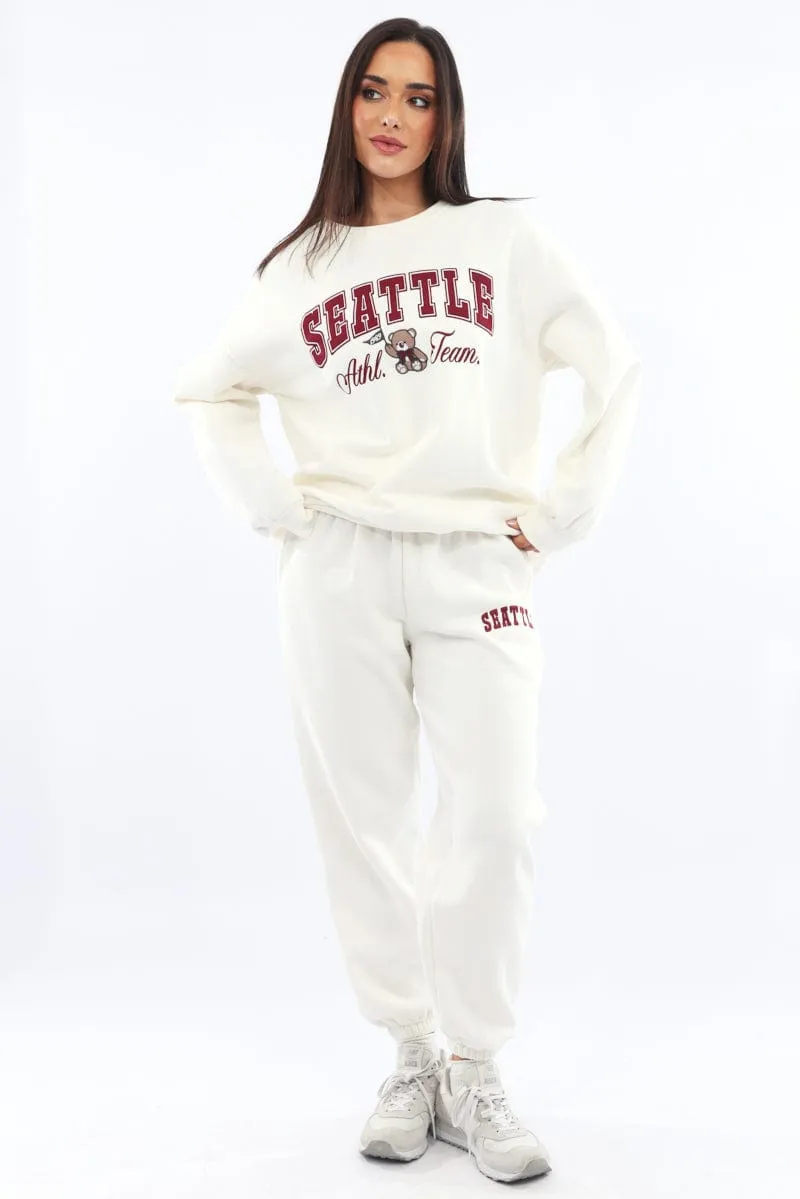 White Graphic Sweater Long Sleeve sold by Ally Fashion product image thumbnail 2