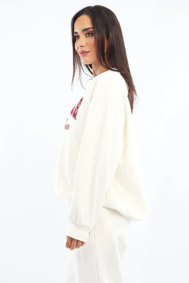 White Graphic Sweater Long Sleeve sold by Ally Fashion product image thumbnail 3