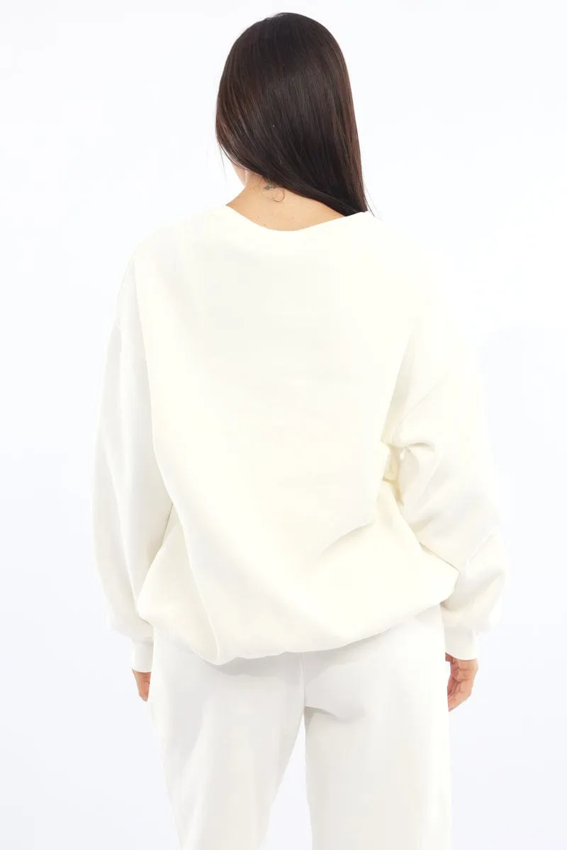 White Graphic Sweater Long Sleeve sold by Ally Fashion product image thumbnail 4