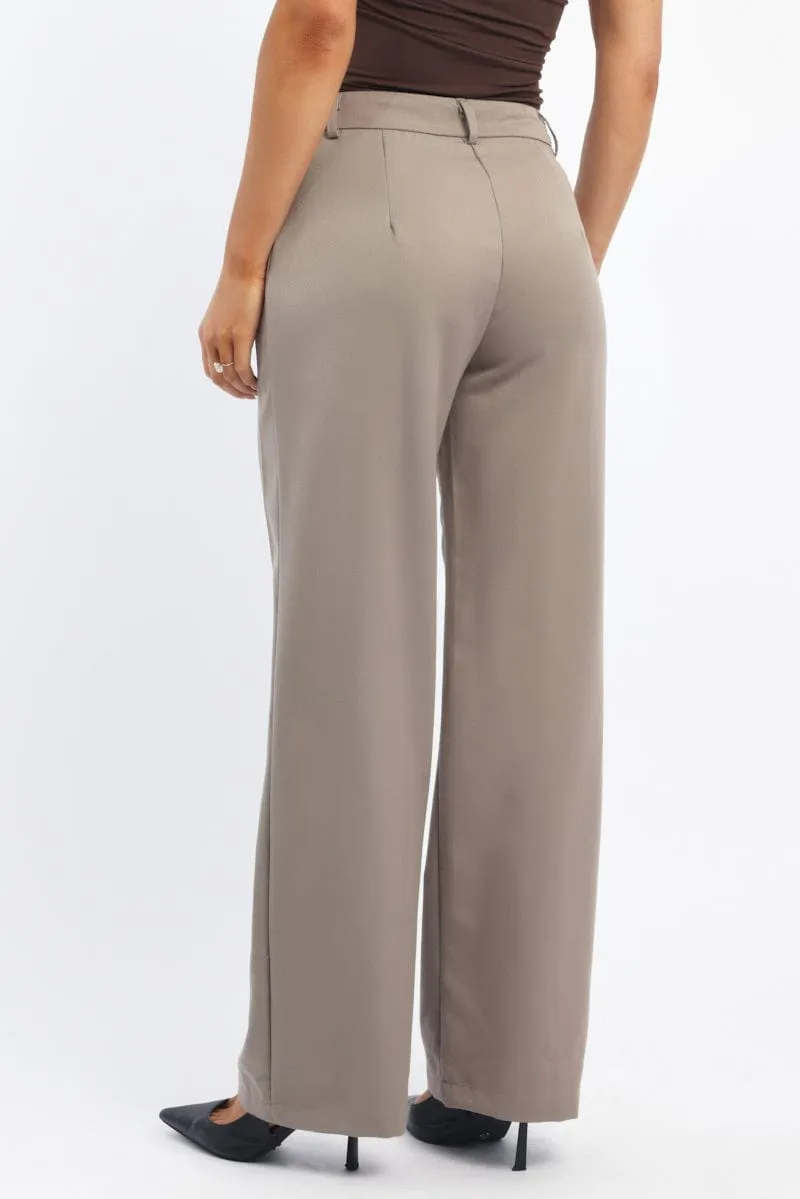 Beige Smart Pants High Rise sold by Ally Fashion product image thumbnail 4