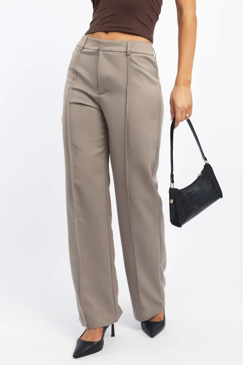 Beige Smart Pants High Rise sold by Ally Fashion product image thumbnail 2