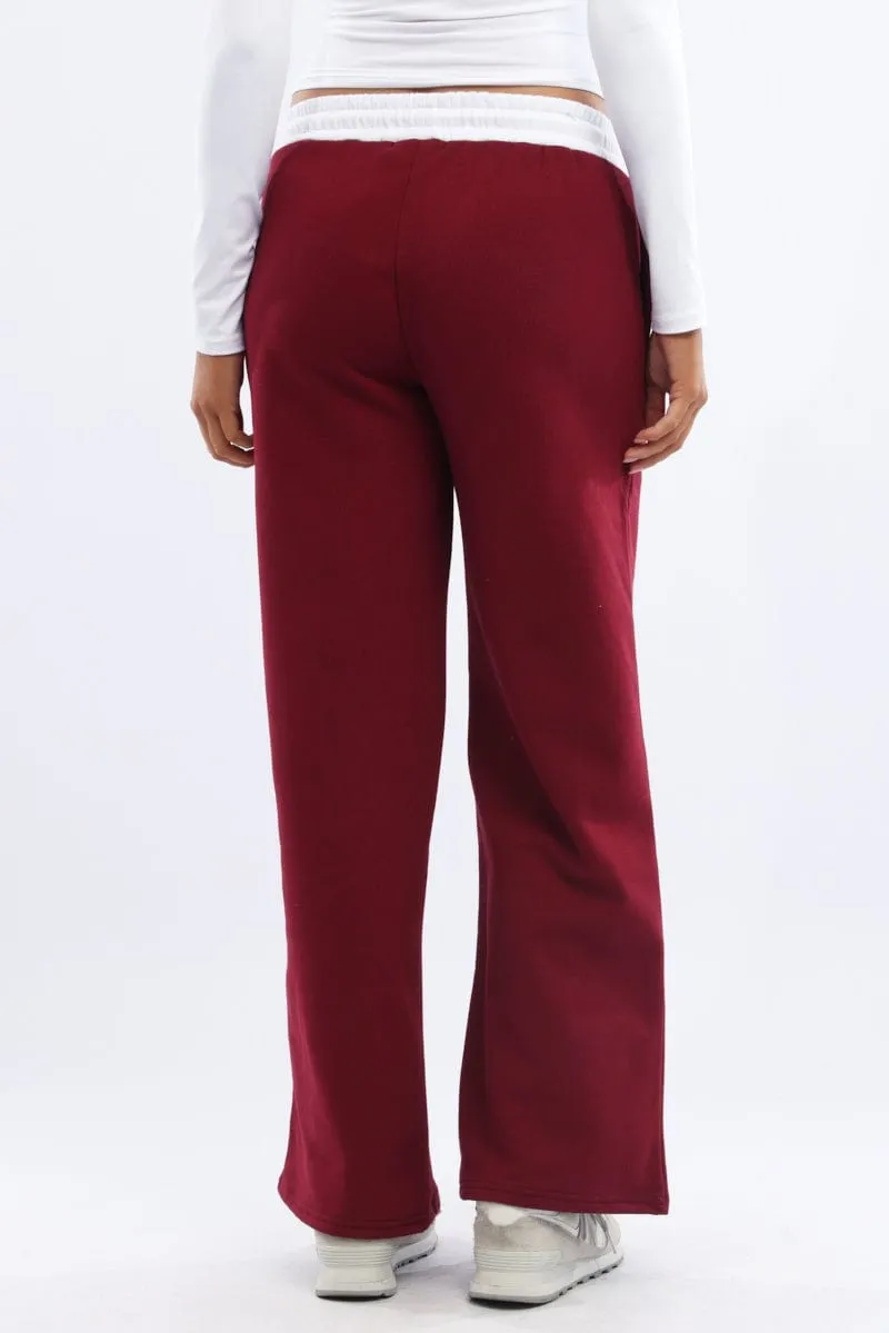Red Track Pants Wide Leg sold by Ally Fashion product image thumbnail 4