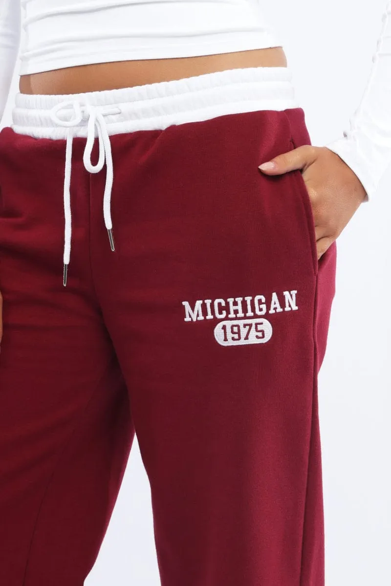 Red Track Pants Wide Leg sold by Ally Fashion product image thumbnail 5