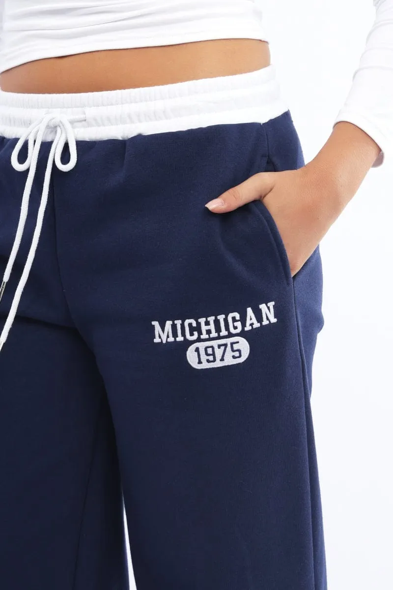 Blue Track Pants Wide Leg sold by Ally Fashion product image thumbnail 5