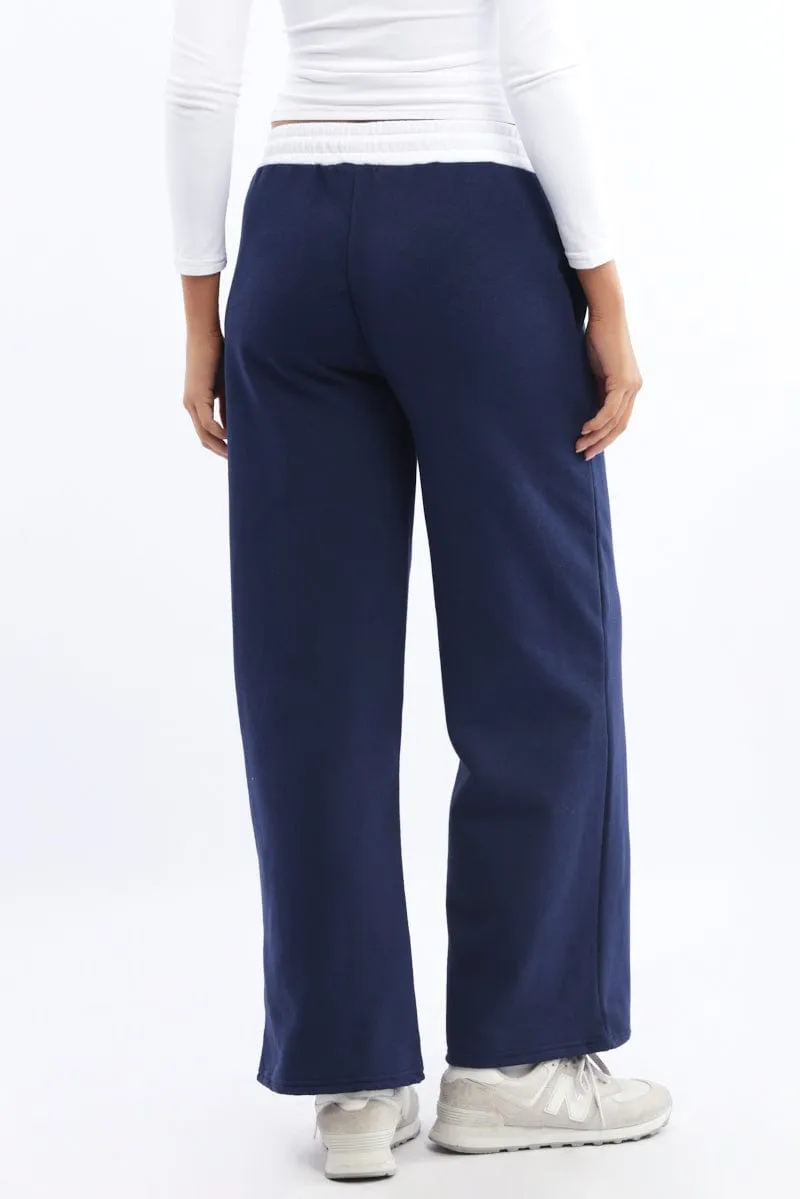 Blue Track Pants Wide Leg sold by Ally Fashion product image thumbnail 4