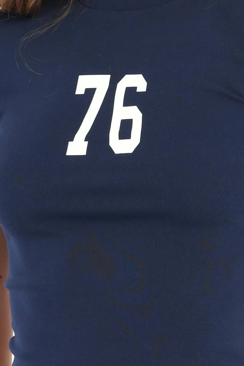 Blue Graphic Tee Short Sleeve sold by Ally Fashion product image thumbnail 5