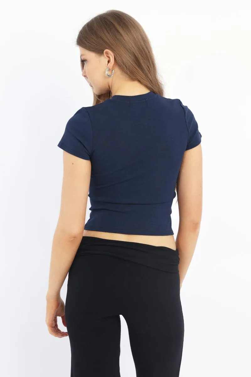 Blue Graphic Tee Short Sleeve sold by Ally Fashion product image thumbnail 4