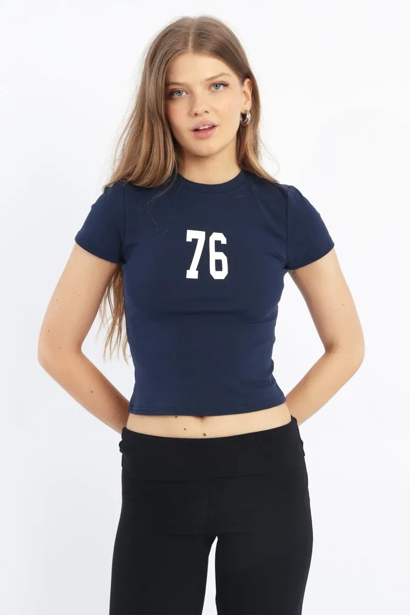 Blue Graphic Tee Short Sleeve sold by Ally Fashion