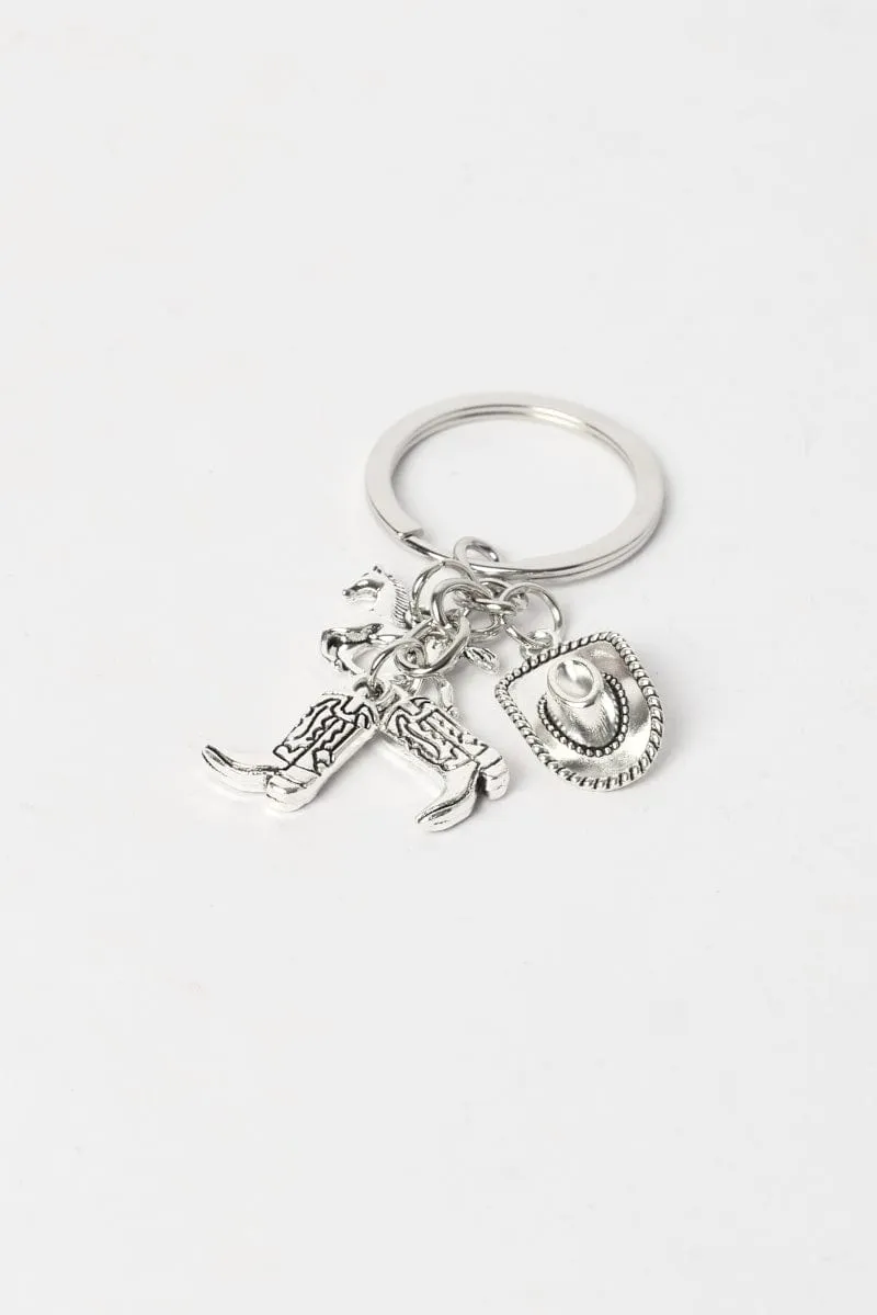 Silver Cowboy Keyring sold by Ally Fashion
