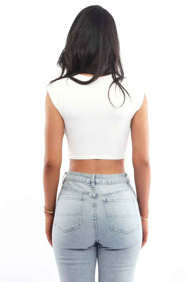White Graphic Tee Short Sleeve Crop sold by Ally Fashion product image thumbnail 4