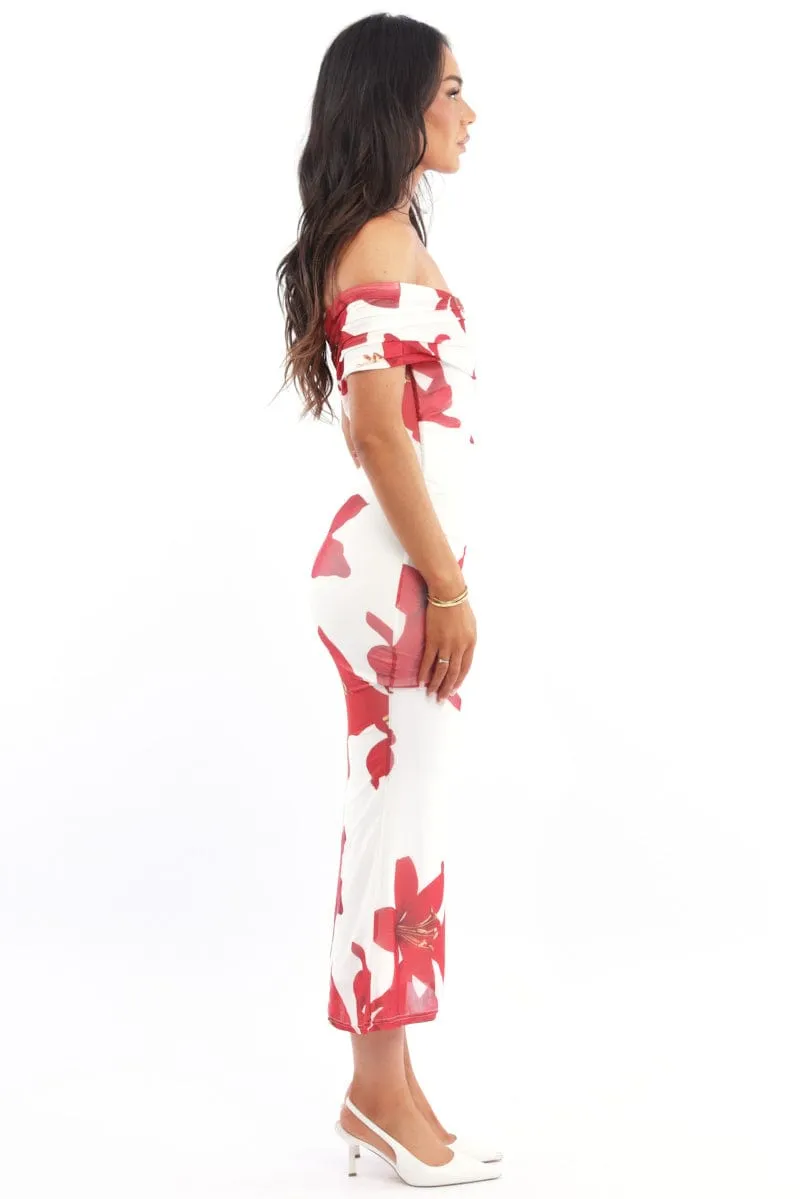 White Floral Bodycon Dress One Shoulder Mesh sold by Ally Fashion product image thumbnail 3