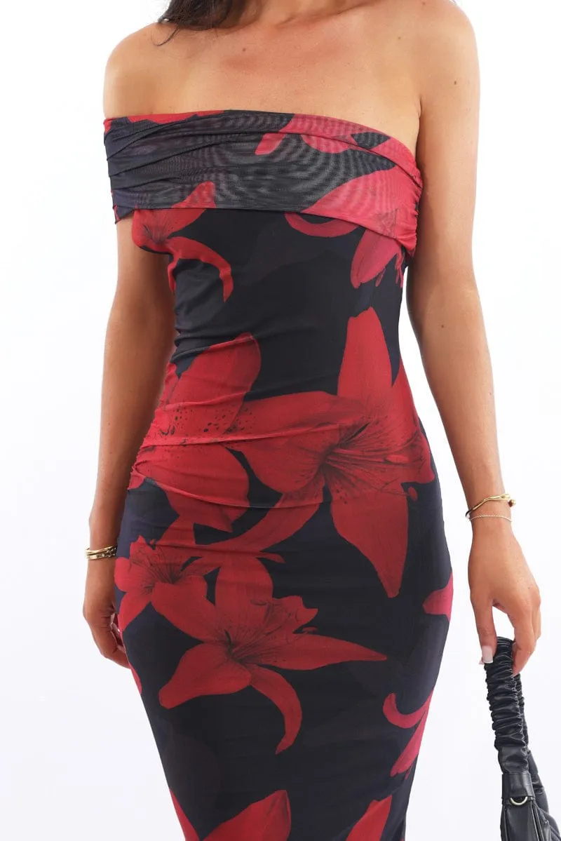Black Floral Bodycon Dress One Shoulder Mesh sold by Ally Fashion product image thumbnail 5