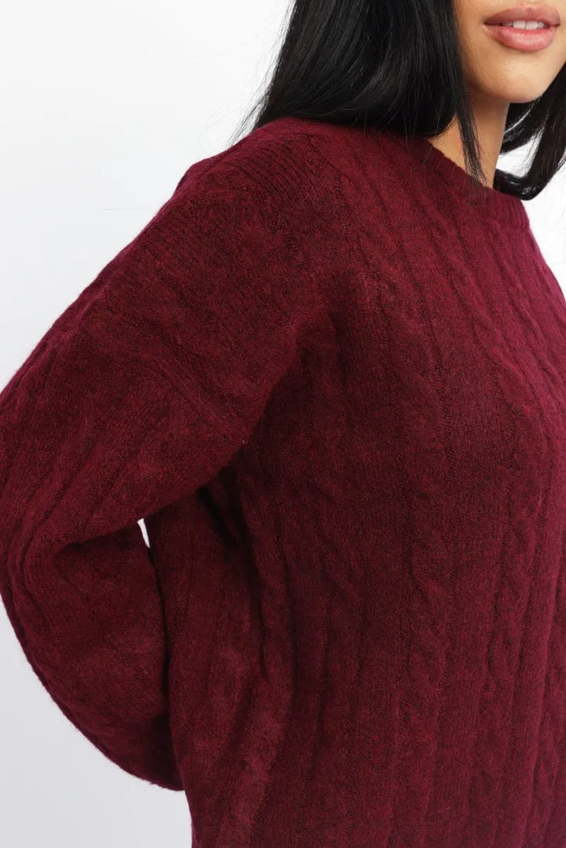 Red Knit Jumper Long Sleeve Cable sold by Ally Fashion product image thumbnail 5