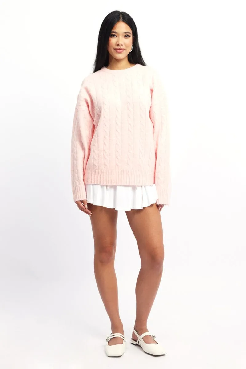 Pink Knit Jumper Long Sleeve Cable sold by Ally Fashion product image thumbnail 2