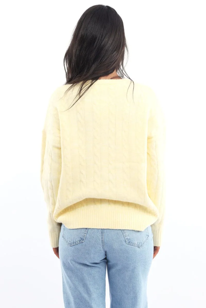 Yellow Knit Jumper Long Sleeve Cable sold by Ally Fashion product image thumbnail 4