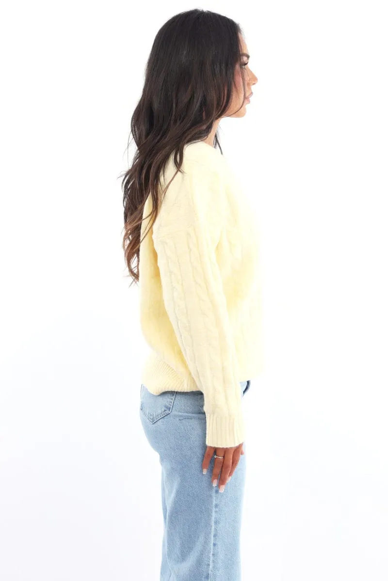 Yellow Knit Jumper Long Sleeve Cable sold by Ally Fashion product image thumbnail 3