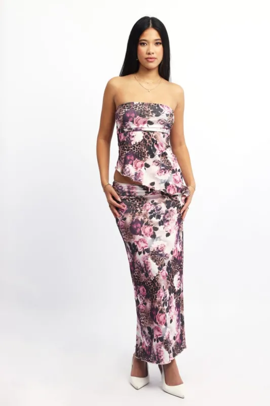 Brown Animal Print Leopard Skirt Elasticated Picot Trim Midaxi sold by Ally Fashion