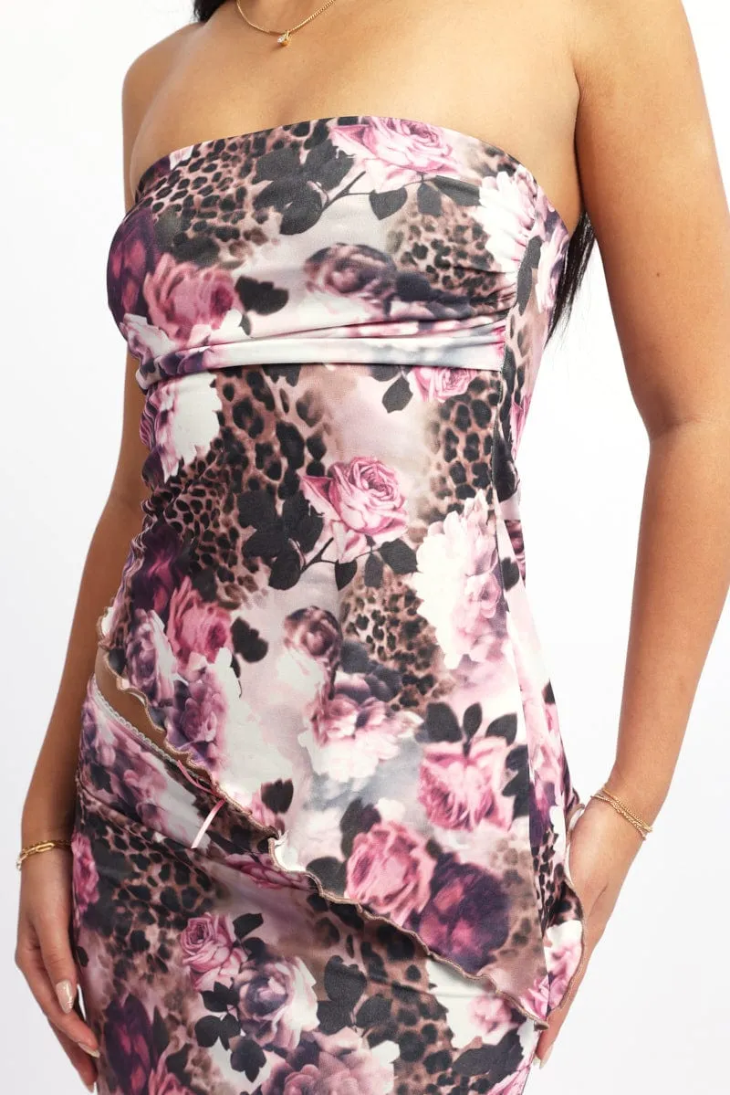 Brown Animal Print Bandeau Top Asymmetrical Hem sold by Ally Fashion product image thumbnail 5