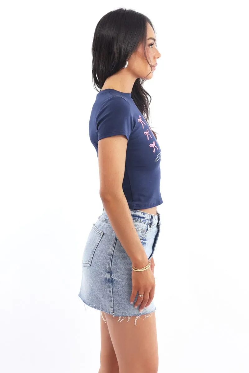 Blue Graphic Tee Short Sleeve sold by Ally Fashion product image thumbnail 3