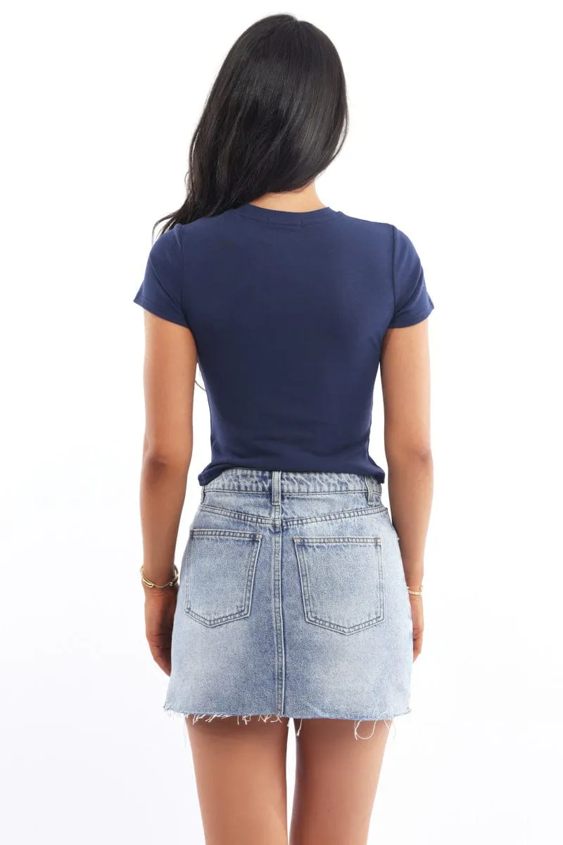 Blue Graphic Tee Short Sleeve sold by Ally Fashion product image thumbnail 4