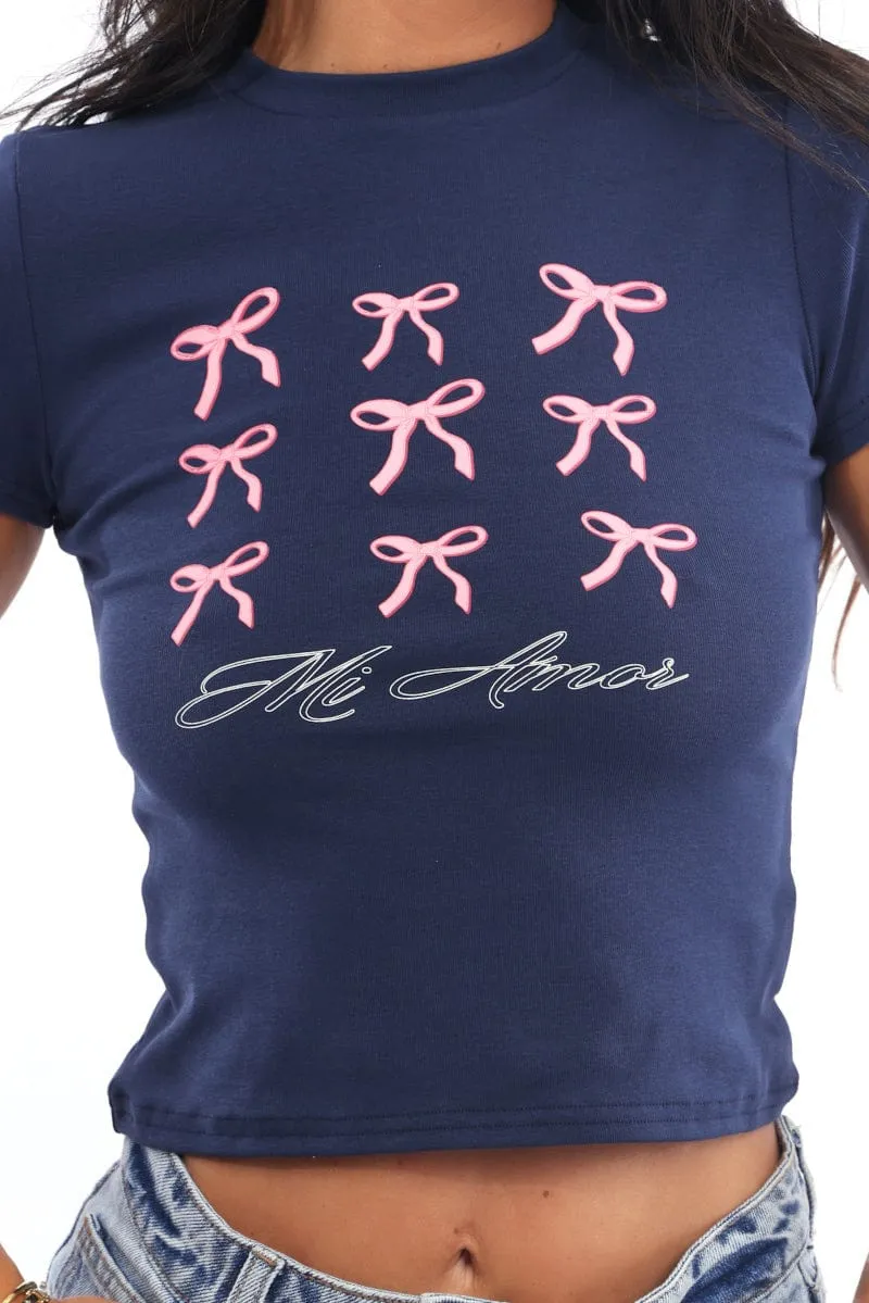 Blue Graphic Tee Short Sleeve sold by Ally Fashion product image thumbnail 5