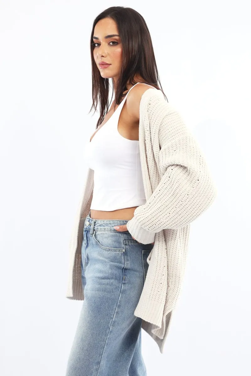 White Longline Chenile Cardigan sold by Ally Fashion product image thumbnail 3