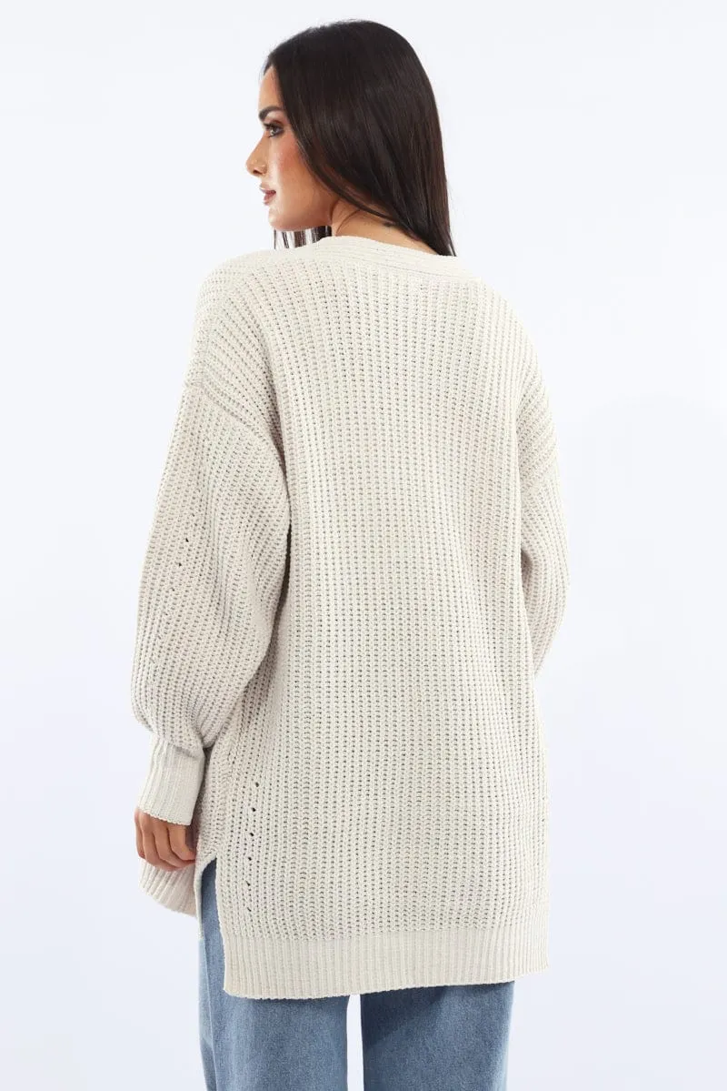 White Longline Chenile Cardigan sold by Ally Fashion product image thumbnail 4
