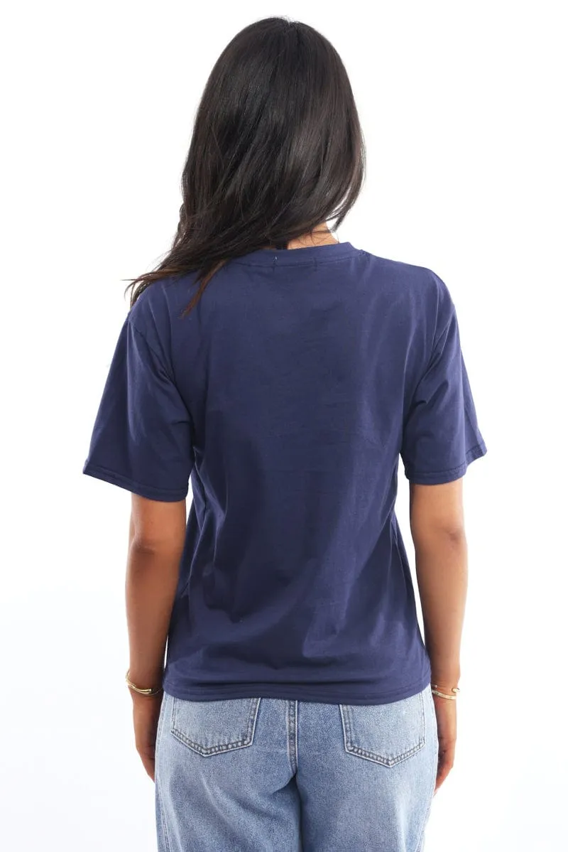 Blue Graphic Tee Short Sleeve sold by Ally Fashion product image thumbnail 4